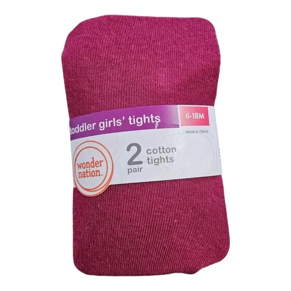6-18 M Toddler Pink and Green Tights set of 2.